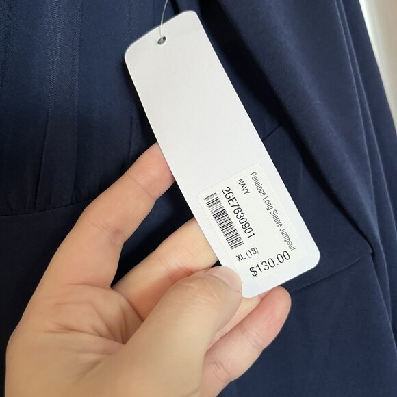 NWT Soft Surroundings Navy Long Sleeve Jumpsuit XL Polyester Blend - Picture 4 of 8